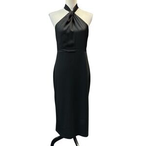 fitted lace wedding dress Faux Leather Zip-Front Midi Dress | Built-In Shapewear main image 1